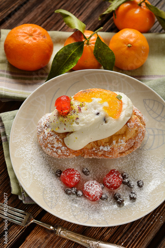 fried cream puffs with ricotta and candied fruit - traditional Sicilian sweet