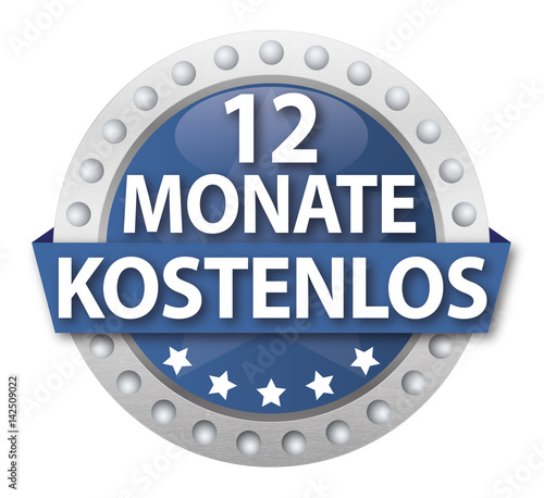 Button 12 Monate kostenlos, blau