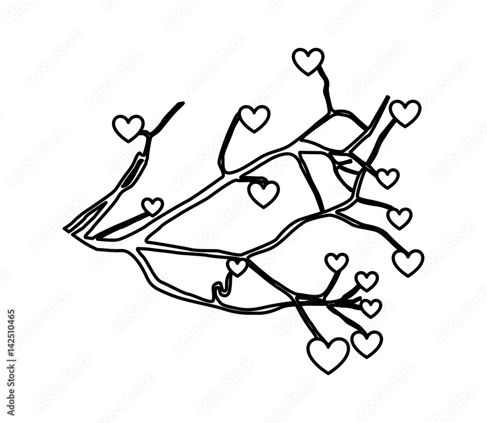 tree plant branches with heart icon vector illustration design