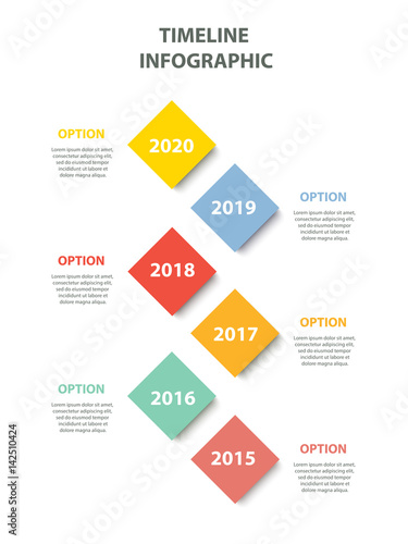 Infographic timeline. Progressive years template diagram. Color Square form. Vector EPS 10 © umbilicus