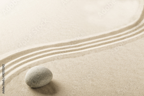 Photography harmony and spirituality background, Zen meditation garden with stone and sand