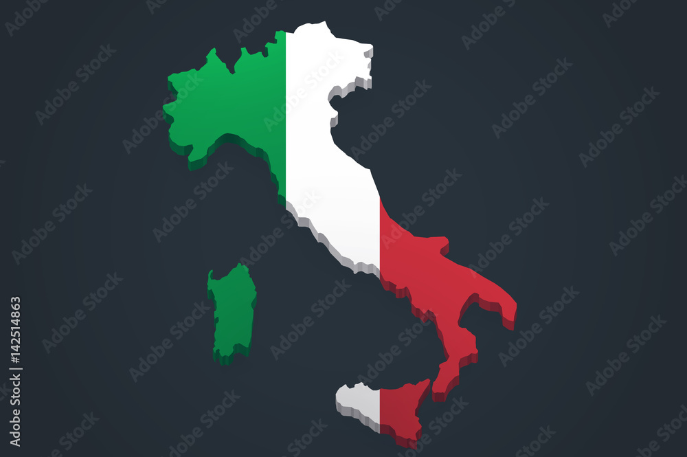Italy 3D map with flag dark background Italy 3D map with flag dark background