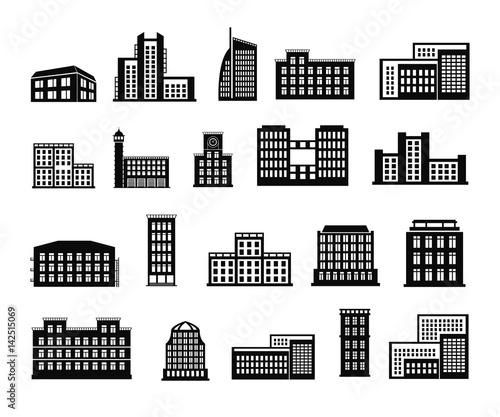 Buildings set of vector illustrations