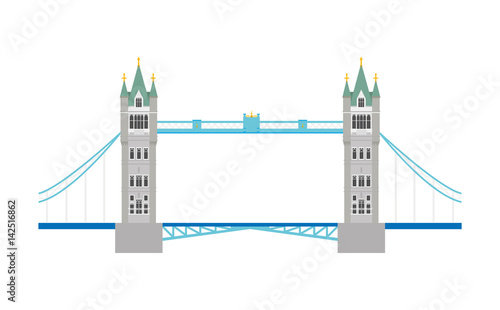 Tower Bridge, London, UK. Isolated on white background vector illustration.