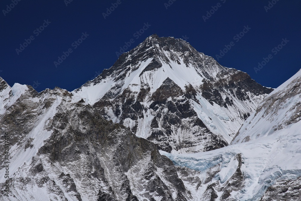 Khumbutse. High mountain on the border from Nepal and China. View from Kala Patthar, Everest National Park.