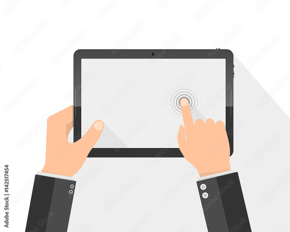 Modern tablet PC with blank screen in the hands. Vector illustration Modern tablet PC with blank screen in the hands. Vector illustration
