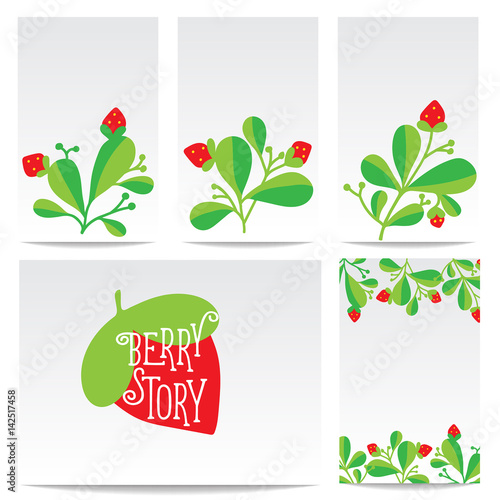 Hand drawn painting berry on white background.