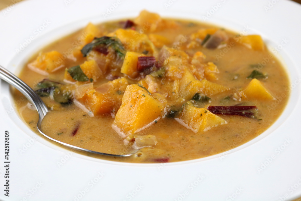 A freshly made bowl of Caribbean vegetable soup A freshly made bowl of Caribbean vegetable soup