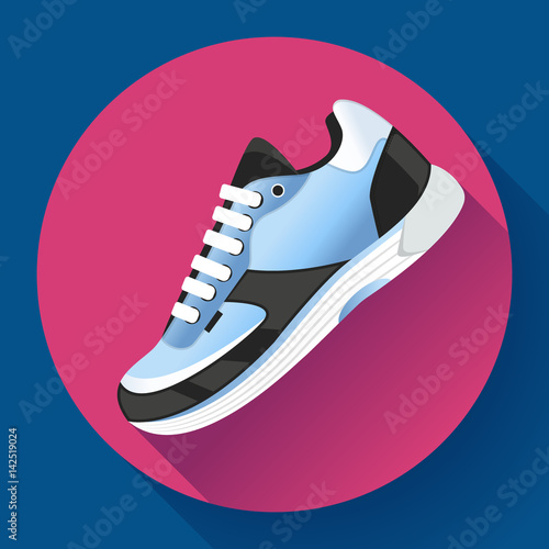 fitness sneakers shoes for training running shoe flat design with long shadow