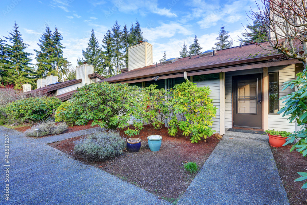 Fototapeta premium Exterior of condo home in a quiet complex