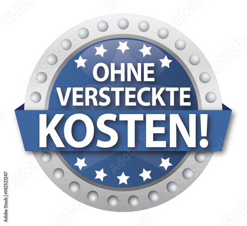 Button Ohne versteckte Kosten!, blau