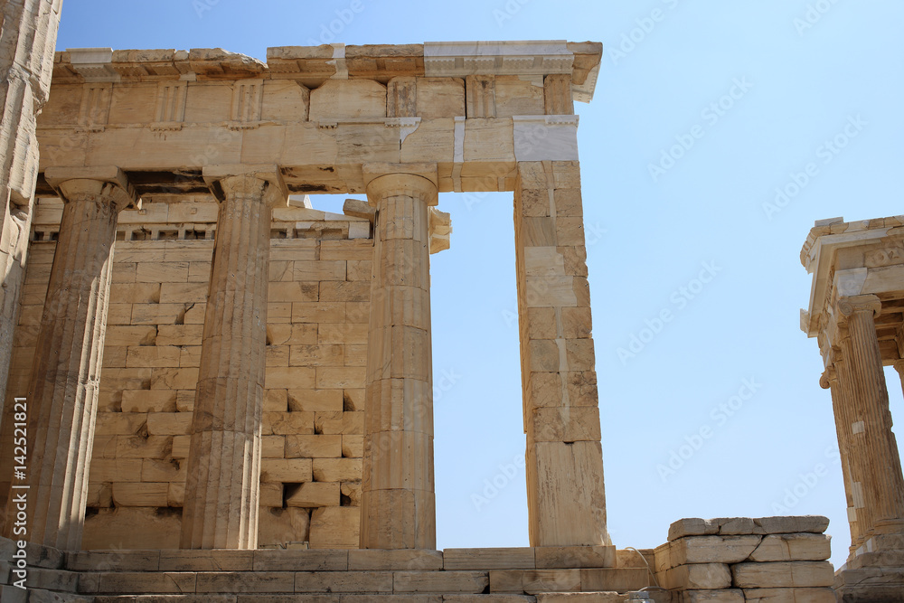 Columns of Propylaia in Athens Acropolis, Greece