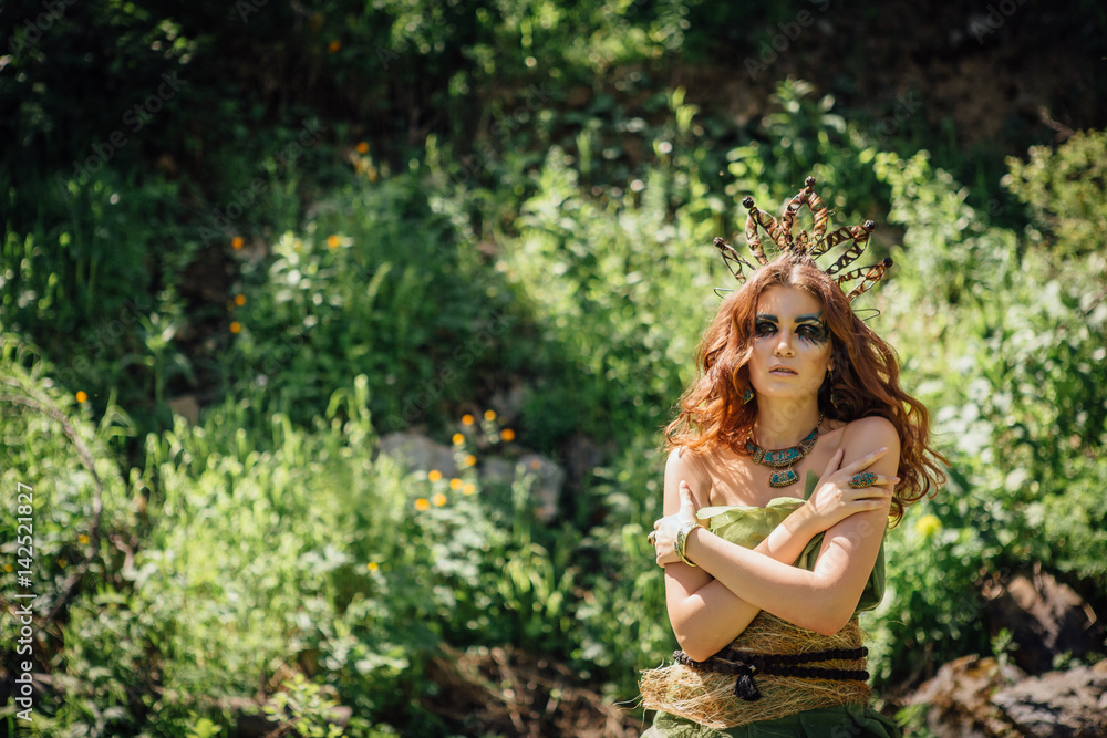 Beautiful fairy princess in summer forest Beautiful fairy princess in summer forest