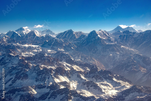 High angle view of the Himalayas northern Nepal.