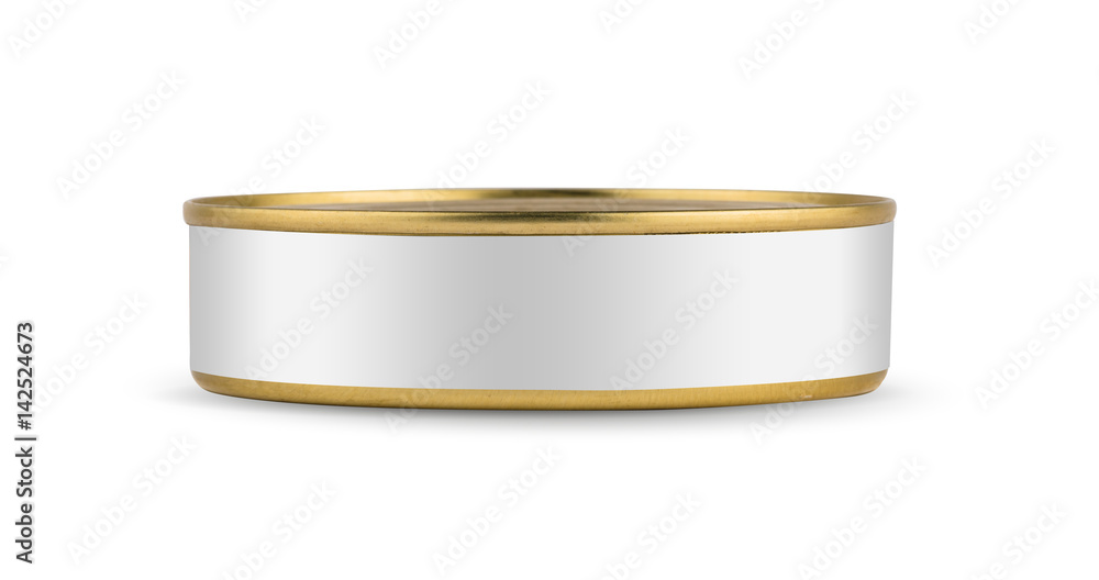 White blank tincan gold metal Tin Can, canned Food. Isolated on white background. Ready for your design. Real product packing. Mockup. White blank tincan gold metal Tin Can, canned Food. Isolated on white background. Ready for your design. Real product packing. Mockup.