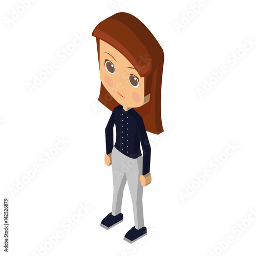 Isolated isometric woman