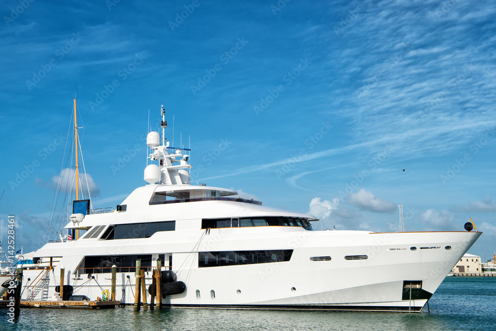 Yacht, boat in bay on water, Key West Florida, USA Yacht, boat in bay on water, Key West Florida, USA