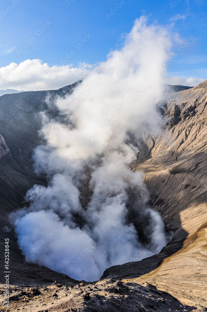 Fumes coming out of Mount Bromo, Indonesia