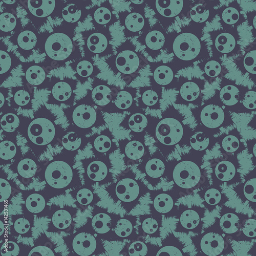 Grunge seamless pattern with funny faces. Vector