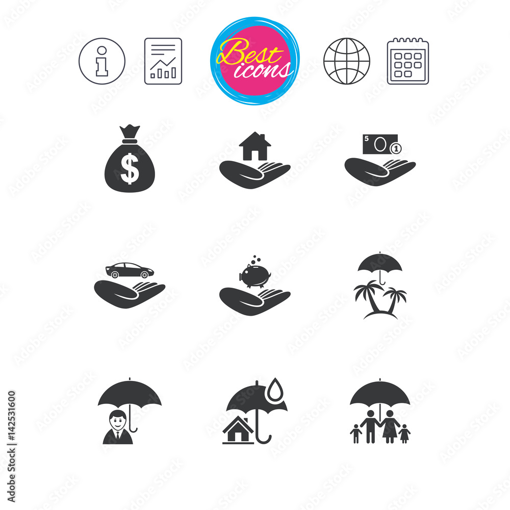 Insurance icons. Life, Real estate and House. Insurance icons. Life, Real estate and House.