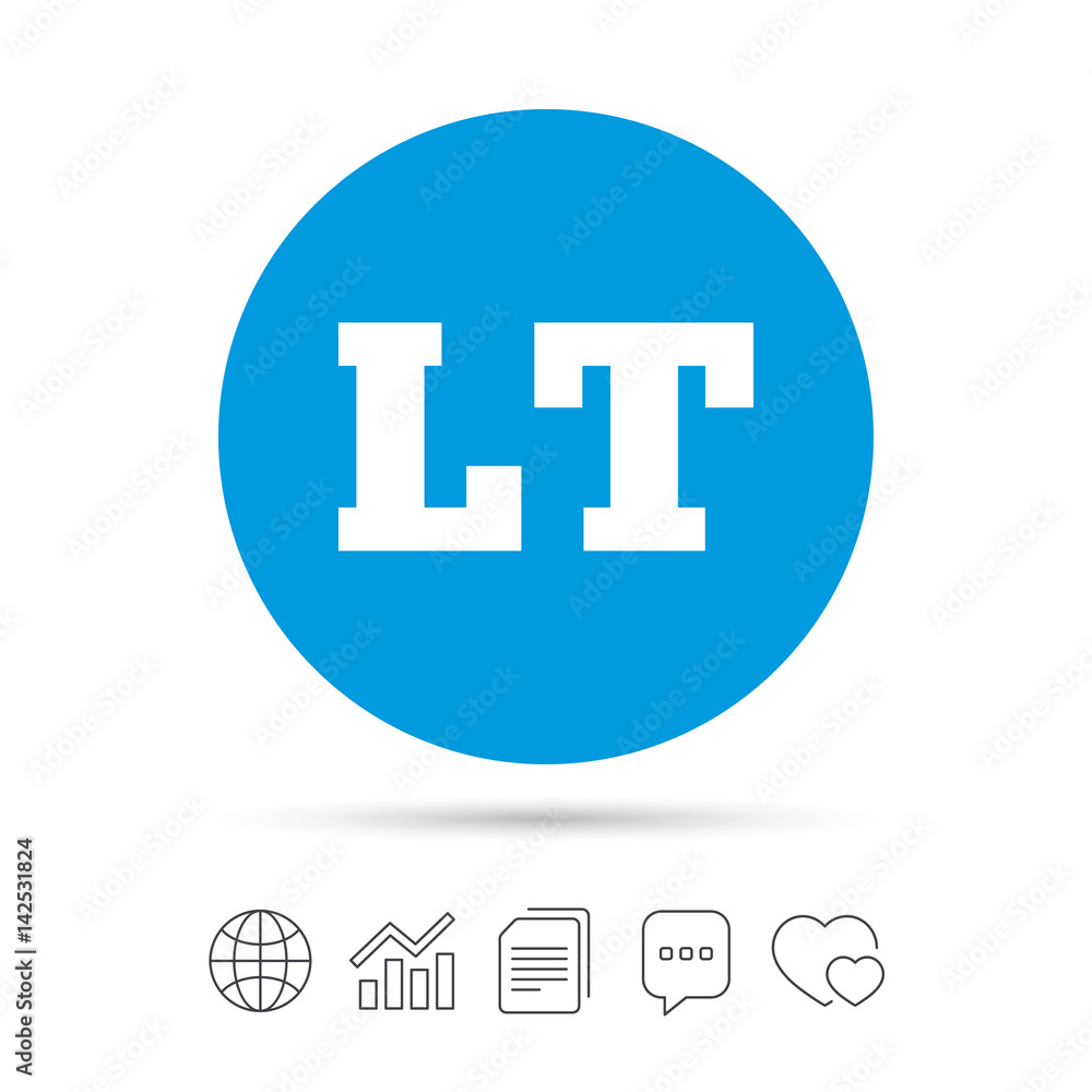 Lithuanian language sign icon. LT translation. Lithuanian language sign icon. LT translation.