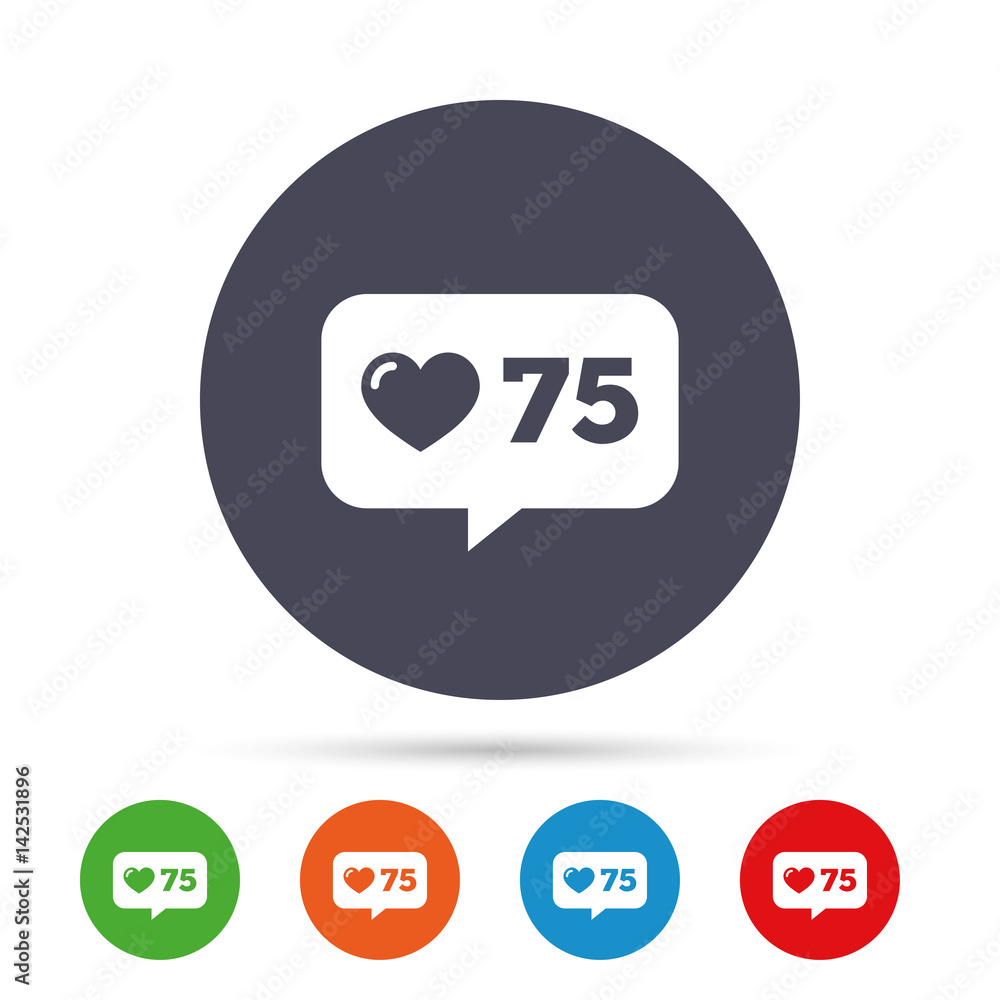 Like counter icon. Notification speech bubble. Like counter icon. Notification speech bubble.