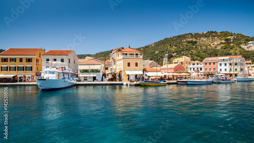 The port of Gaios, the capital of the Greek island of Paxos, nearby Corfu island, Europe.