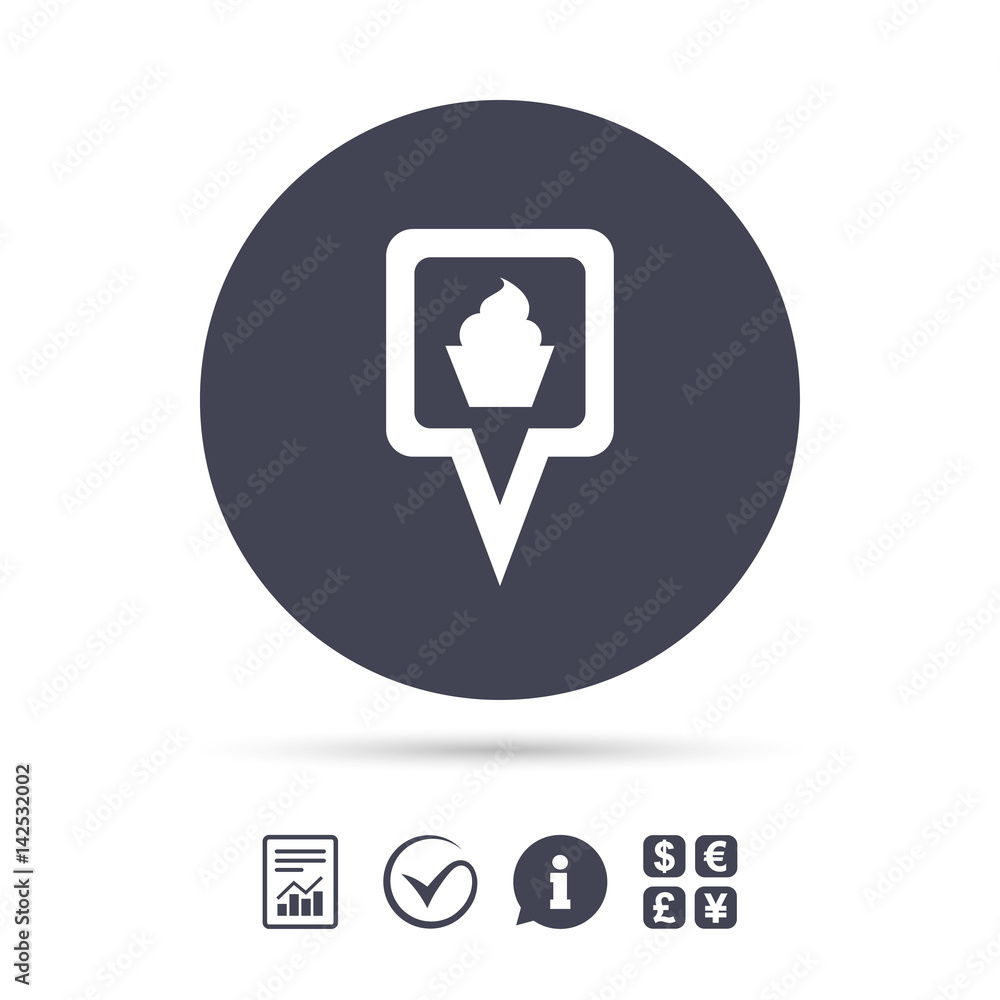 Map pointer food sign icon. Marker symbol. Map pointer food sign icon. Marker symbol.