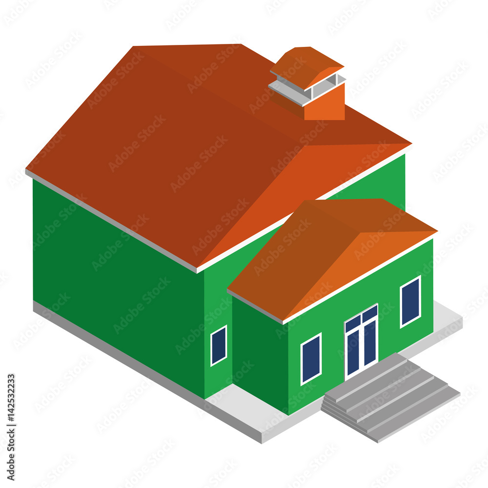 Isolated isometric house Isolated isometric house