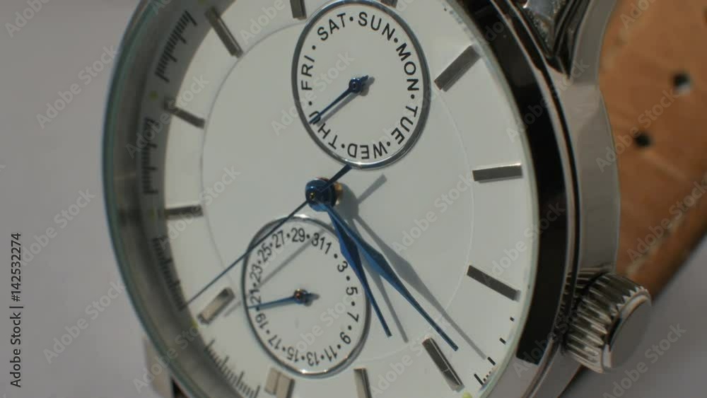 Luxury man watch detail, chronograph close up 4K Luxury man watch detail, chronograph close up 4K