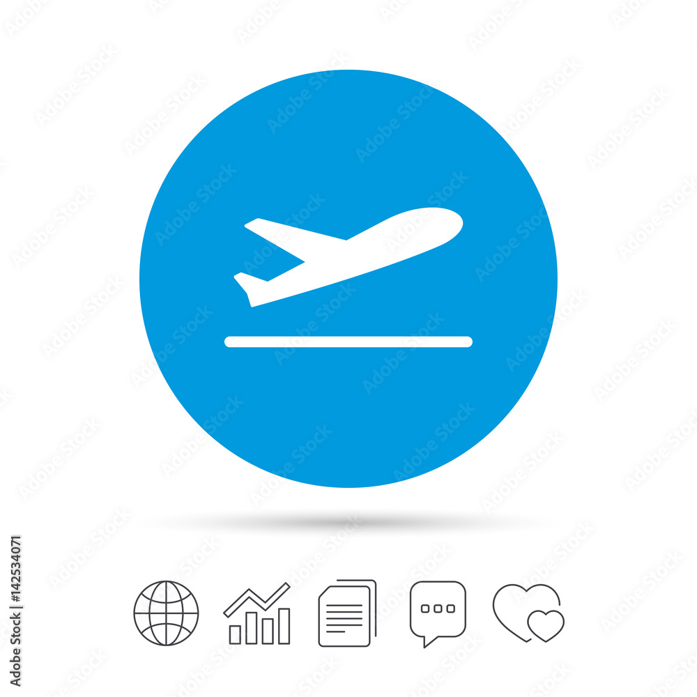 Plane takeoff icon. Airplane transport symbol.