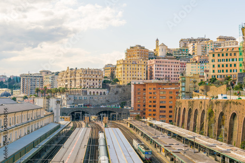 view of the main train Piazza Principe station in the italian city genoa photo