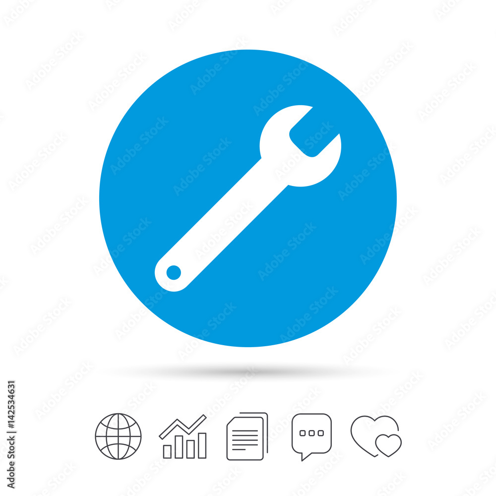 Wrench key sign icon. Service tool symbol. Wrench key sign icon. Service tool symbol.