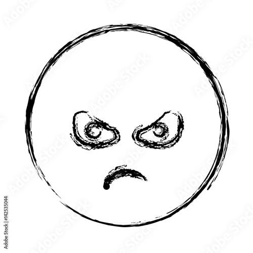 blurred silhouette emoticon furious face vector illustration