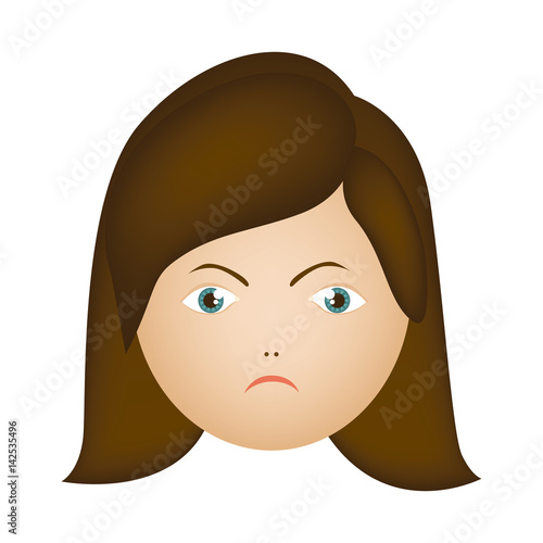 colorful cartoon human female furious face vector illustration