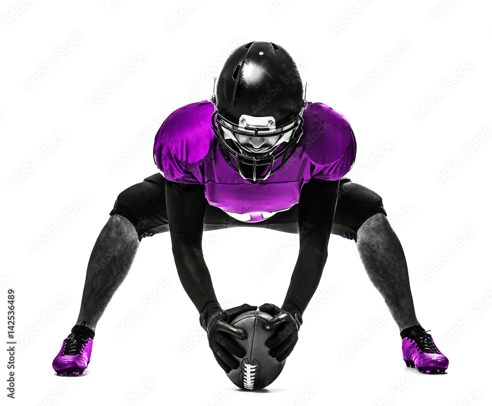 American football player on white background. American football player on white background.