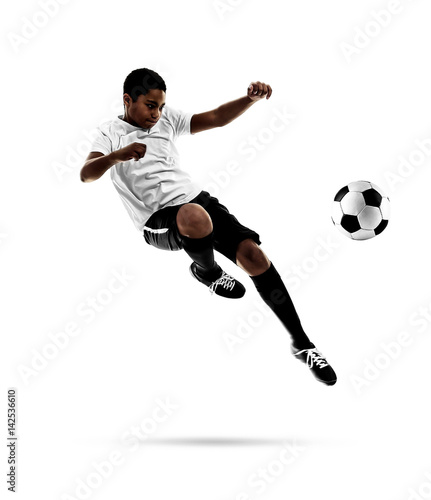 African-American youth football player on white background © Africa Studio