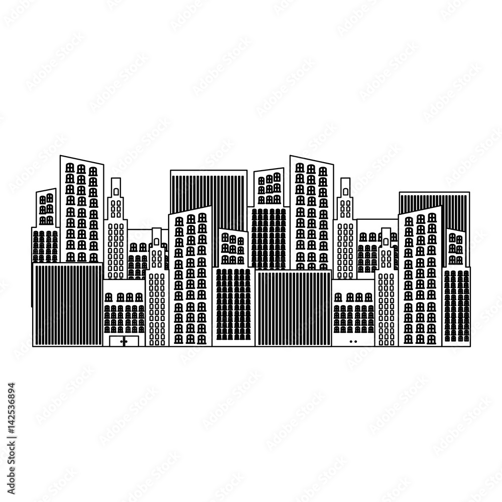 black silhouette of city buildings vector illustration