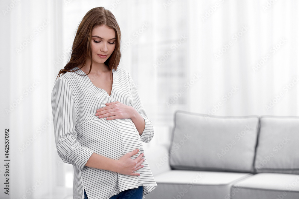 Beautiful pregnant woman resting at home Beautiful pregnant woman resting at home