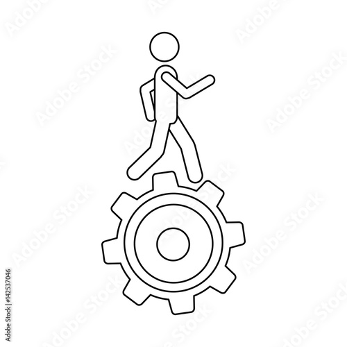 monochrome contour with man over pinion vector illustration