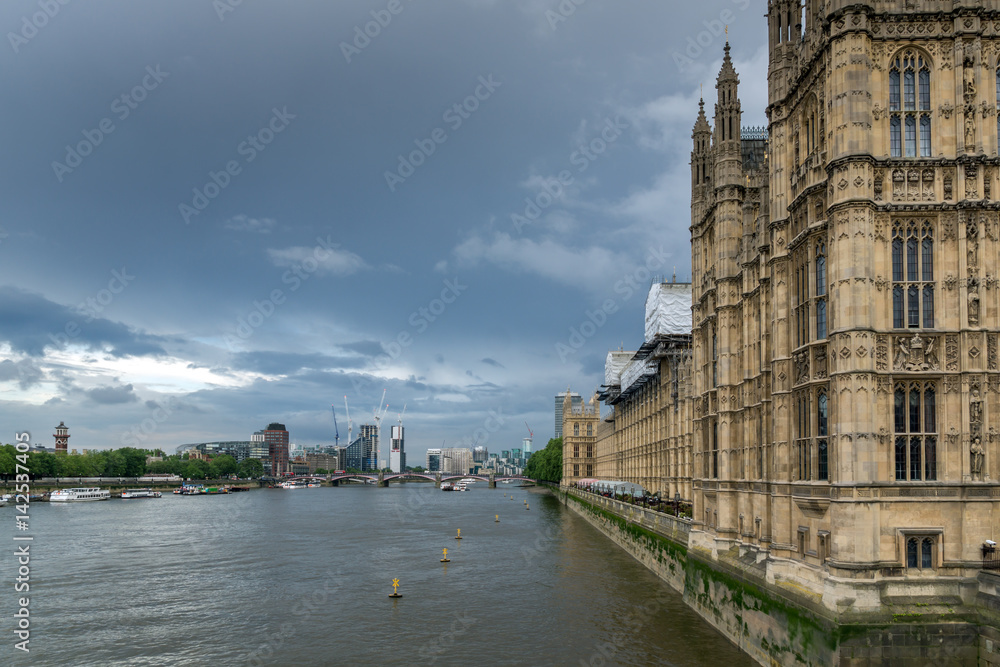 LONDON, ENGLAND - JUNE 16 2016: Houses of Parliament, Westminster Palace, London, England, Great Britain