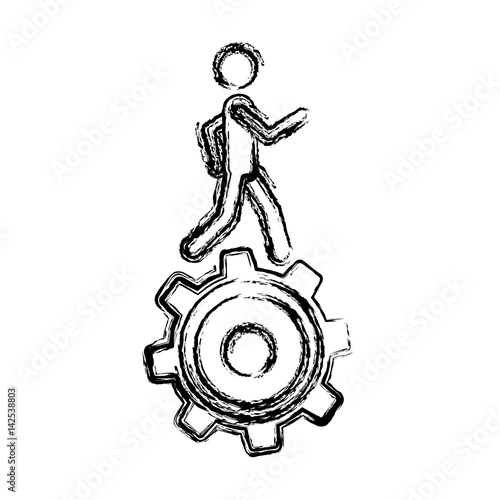 monochrome sketch of man over pinion vector illustration