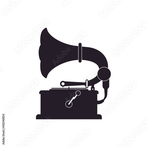 Vintage gramophone music device icon vector illustration graphic design