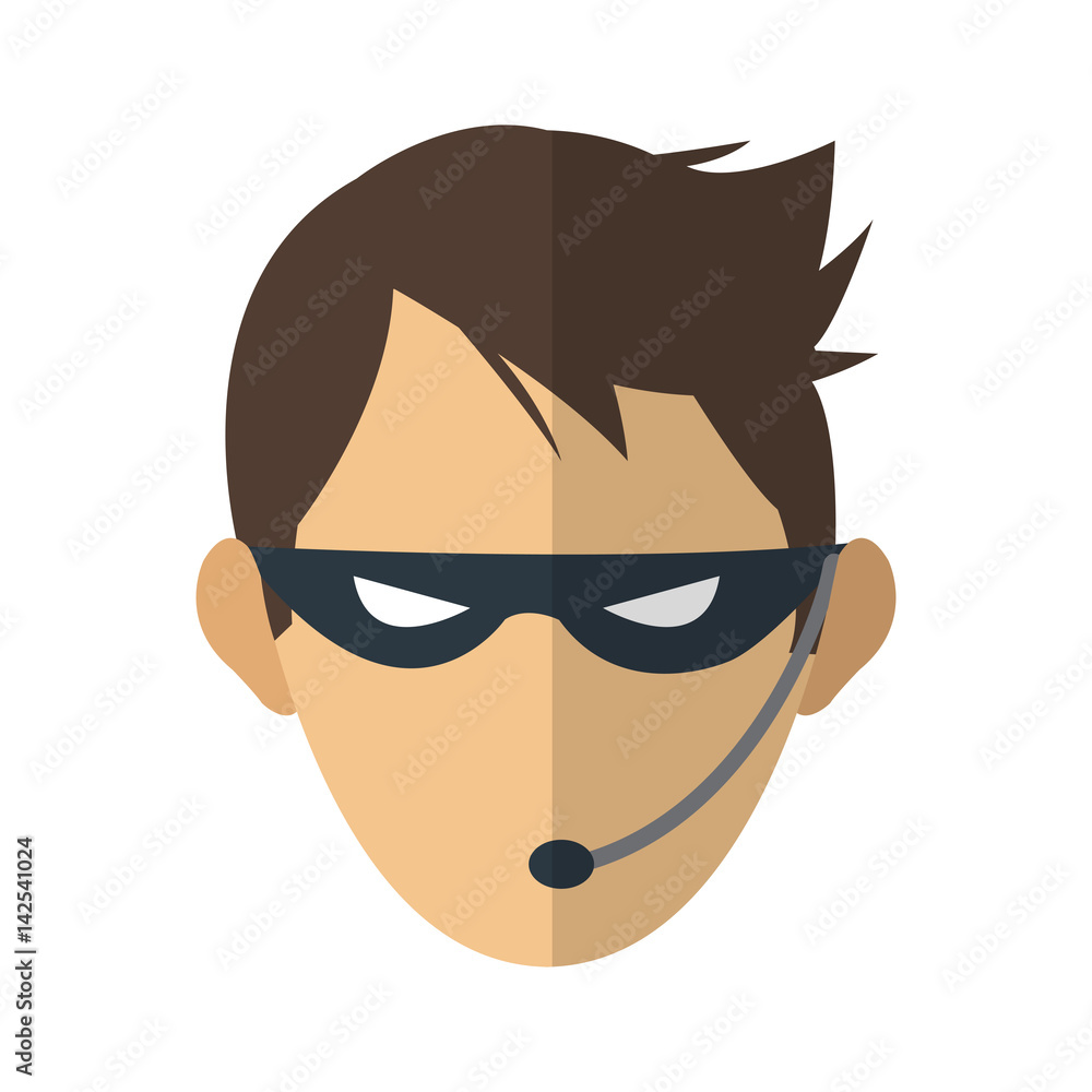 hacker man cartoon icon over white background. colorful design. vector illustration