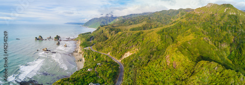 Foto Aerial view of west coast, south island, New Zealand.