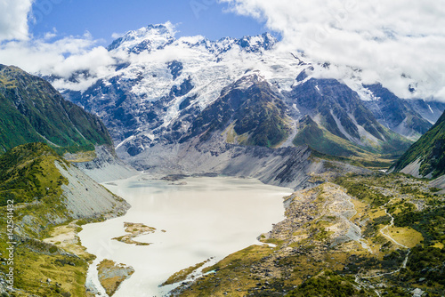 Aerial view of in Mount Cook, South Island, New Zealand