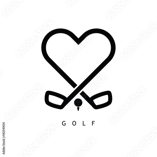 golf love icon in black color illustration