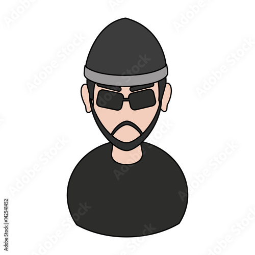 suspicious looking man criminal icon image vector illustration design 