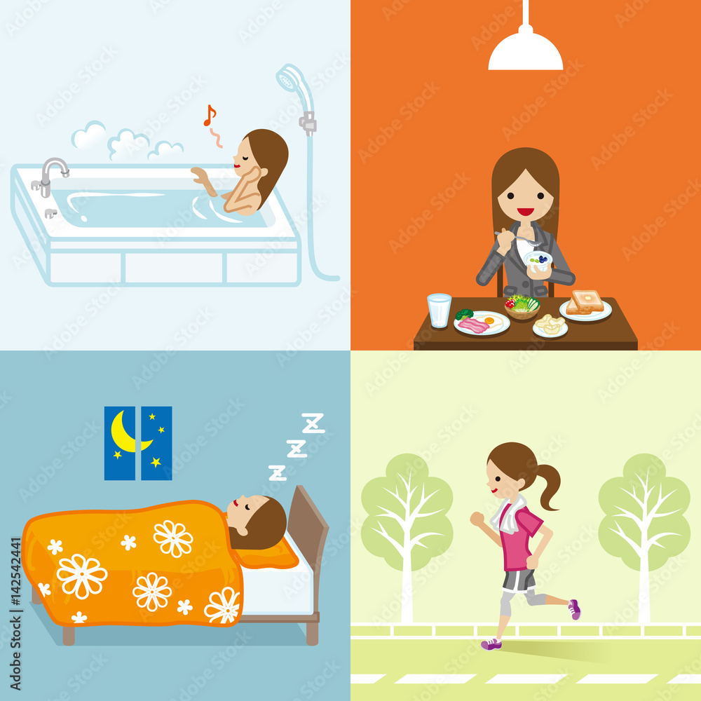 Fototapeta premium Healthy Lifestyle set - Businesswoman