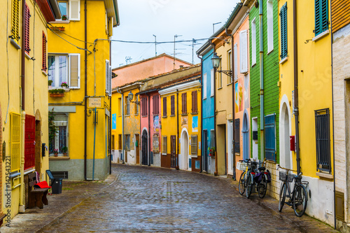 Photos colorful street in the italian city rimini